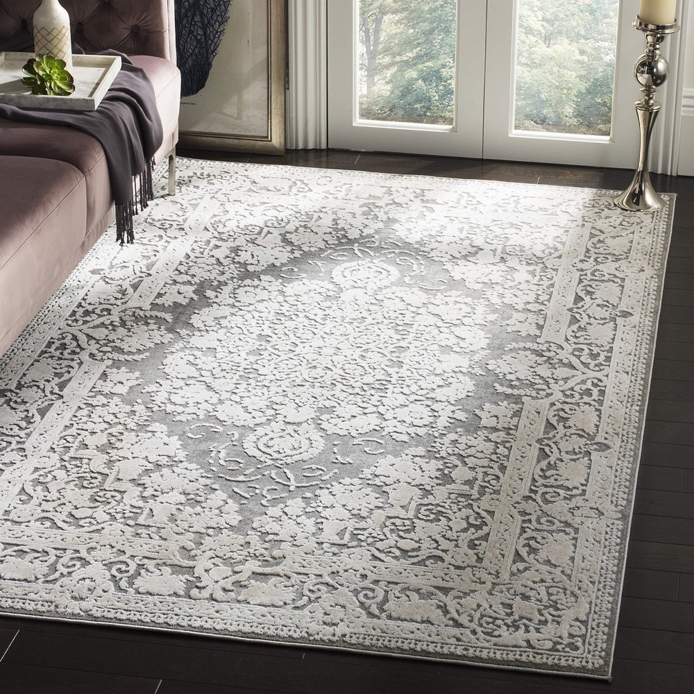 SAFAVIEH Area Rug 6x9 - Reflection Collection - Dark Grey & Cream, Non-Shedding & Easy Cleaning, Ideal for Living Room, Bedroom, Dining Space (RFT664B)