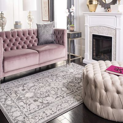 SAFAVIEH Area Rug 4x6 - Reflection Collection - Dark Grey & Cream, Non-Shedding & Easy Cleaning, Ideal for Entryway, Living Room, Bedroom (RFT665B)