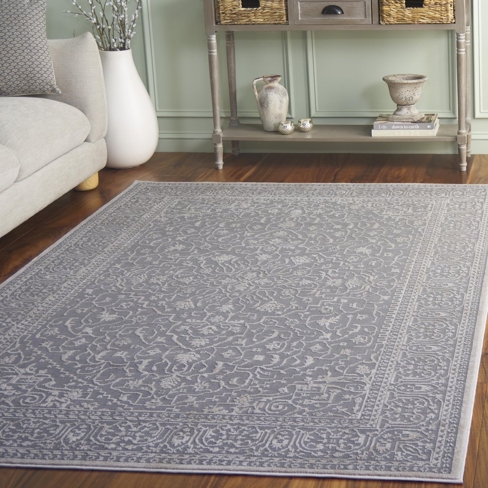 SAFAVIEH Area Rug 6x9 - Reflection Collection - Light Grey & Cream, Non-Shedding & Easy Cleaning, Ideal for Entryway, Living Room, Bedroom (RFT670C)