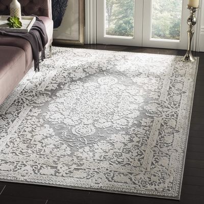 SAFAVIEH Area Rug 4x6 - Reflection Collection - Dark Grey & Cream, Non-Shedding & Easy Cleaning, Ideal for Living Room, Bedroom, Accent Space (RFT664B)
