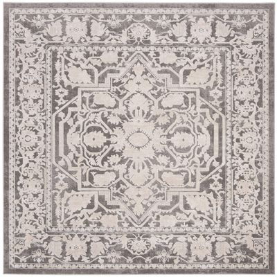 SAFAVIEH Reflection Collection Area Rug - 6'7" Square, Dark Grey & Cream, Non-Shedding & Easy Cleaning, Ideal for Living Room, Bedroom (RFT665B)