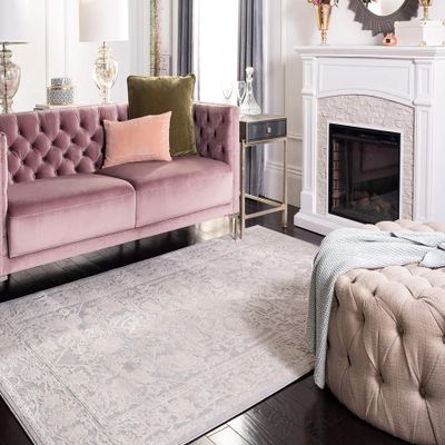 SAFAVIEH Area Rug 4x6 - Reflection Collection - Light Grey & Cream, Non-Shedding & Easy Cleaning, Ideal for Foyer, Living Room, Bedroom (RFT665C)