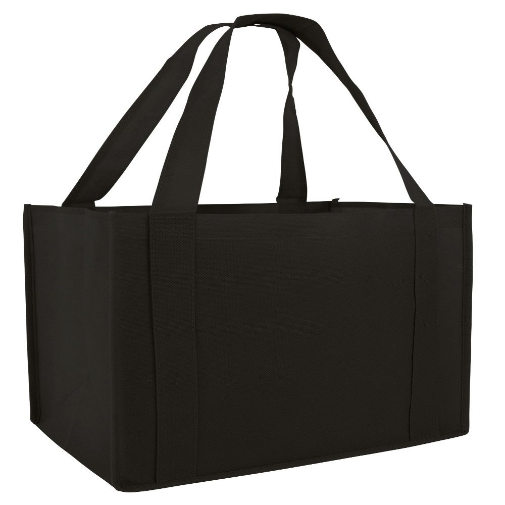 (12 Pack) Set of 12 Reusable Grocery Shopping Tote Bag (Black)