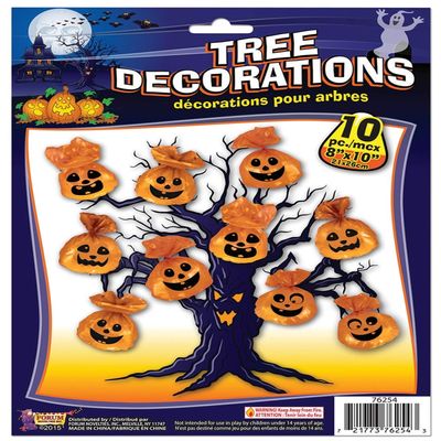 Pumpkins Spooky Tree Bag Decorations 10ct Orange