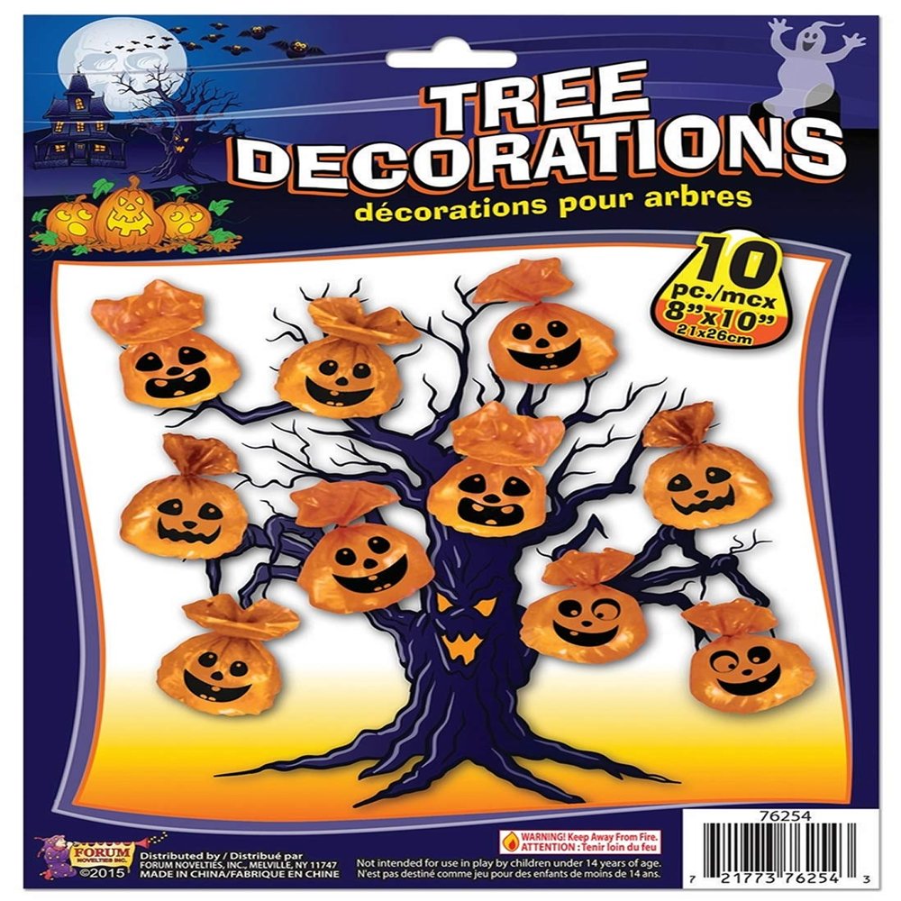 Pumpkins Spooky Tree Bag Decorations 10ct Orange