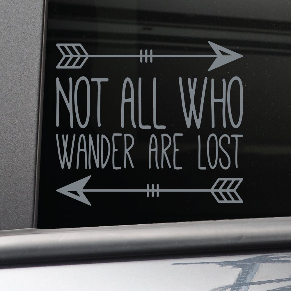 Nashville Decals Not All Who Wander are Lost Vinyl Decal Laptop Car Truck Bumper Window Sticker, 7.5" x 5.5", Charcoal