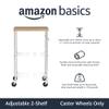 Amazon Basics Portable Kitchen 3-Tier Storage Rack on Caster Wheels with Adjustable 2 Shelves, 175 Pound Capacity, 21 x 15 x 36.7 inches (LxWxH), Wood/Chrome view 2