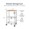 Amazon Basics Portable Kitchen 3-Tier Storage Rack on Caster Wheels with Adjustable 2 Shelves, 175 Pound Capacity, 21 x 15 x 36.7 inches (LxWxH), Wood/Chrome view 4