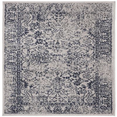 SAFAVIEH Area Rug 3x5 - Adirondack Collection - Grey & Navy, Distressed Vintage Floral Design, Non-Shedding & Easy to Clean, Ideal for Living Room, Bedroom, Dining Space (ADR109P)