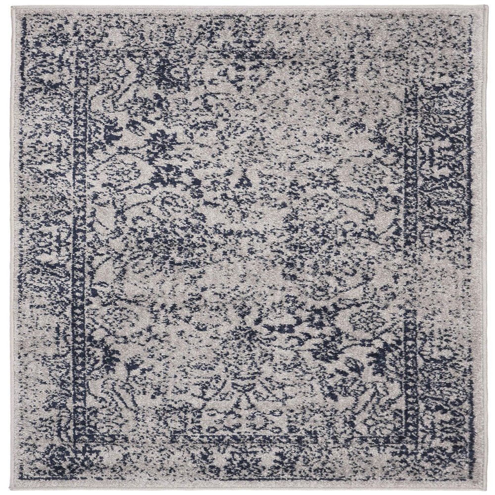 SAFAVIEH Area Rug 3x5 - Adirondack Collection - Grey & Navy, Distressed Vintage Floral Design, Non-Shedding & Easy to Clean, Ideal for Living Room, Bedroom, Dining Space (ADR109P)