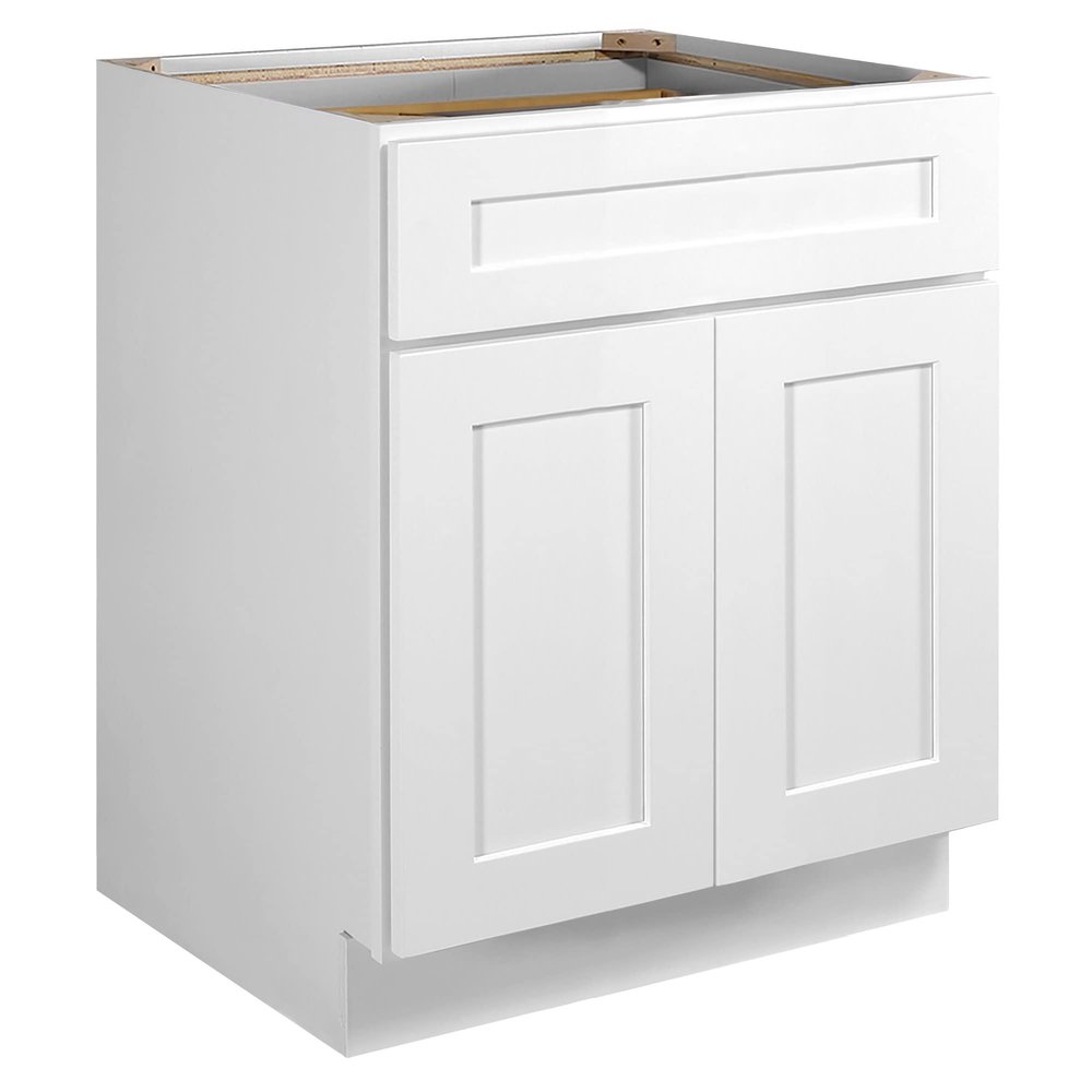 Design House Brookings Shaker Fully Assembled Base Kitchen Cabinet B27, 27 W x 24 D x 34.5 H, Painted White, Solid Wood, Design House, 613174