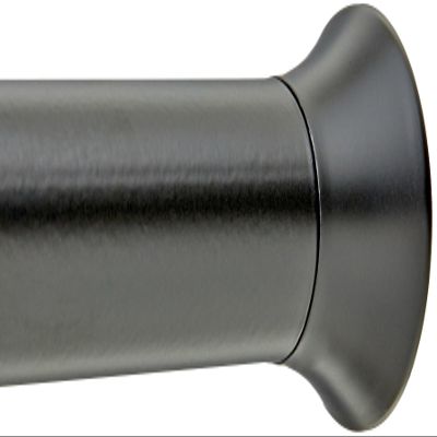 Amazon Basics No Drill Adjustable Sturdy Spring Tension Curtain Rod, 54-90", Black, Classic Finial