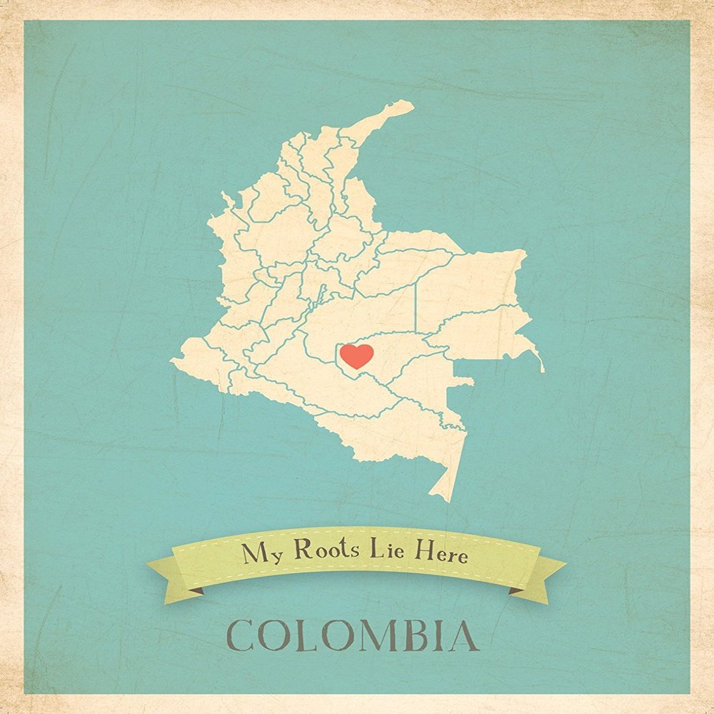 Kid's Wall Map, My Roots Colombia Personalized Wall Map 24x36 Inch Print, Kid's Colombia Map Wall Art, Wall Art Print, Nursery Decor, Nursery Wall Art