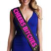Birthday Sash for Women - Hot Pink Metallic Cheers Bitches Black Satin Sash - Bachelorette, Celebration, New Year, Graduation Party Black - Black Sash(Pink ChBtch) view 2