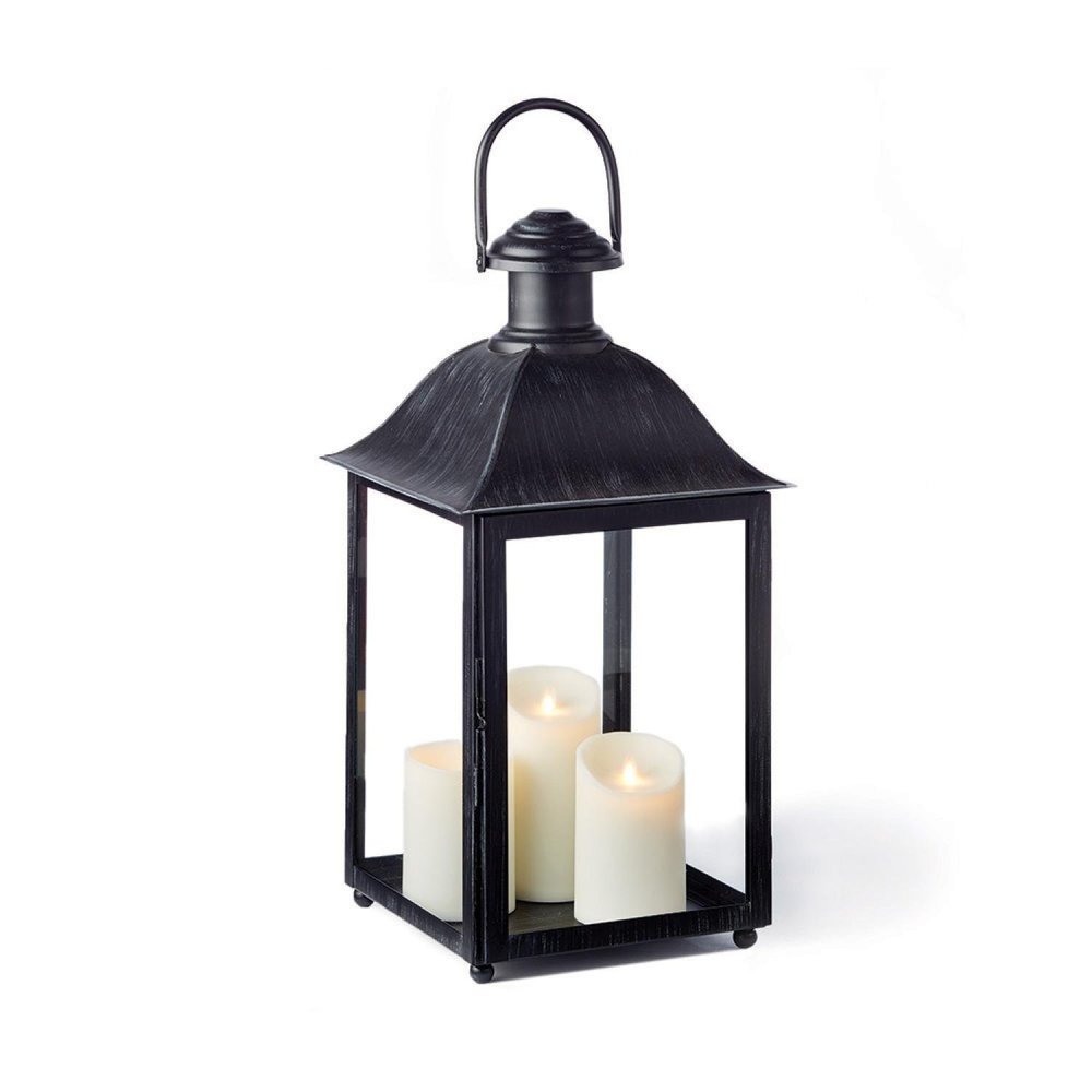 CC Home Furnishings 23 Distressed Black Classic Style Decorative Outdoor Candle Lantern