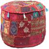 GANESHAM KLAVATE Indian Hippie Vintage Cotton Floor Pillow & Cushion Patchwork Bean Bag Chair Cover Boho Bohemian Hand Embroidered Handmade Pouf Ottoman (Red, 13" H x 22" Diam.(inch)) view 1