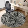 Black White PU Leather Computer Gaming Rolling Chair Mat Abstract Geometrical Modern Zebra Heavy Duty Floor Mats for Computer Desk, Easy Glide for Chairs Zebra Print Diameter 55 in view 1