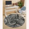 Black White PU Leather Computer Gaming Rolling Chair Mat Abstract Geometrical Modern Zebra Heavy Duty Floor Mats for Computer Desk, Easy Glide for Chairs Zebra Print Diameter 55 in view 3