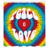 Ambesonne 70s Party Shower Curtain, Peace and Love Groovy Sixties Tie Dye Effect Heart Shaped Abstract Rainbow Print, Cloth Fabric Bathroom Decor Set with Hooks, 69" W x 84" L, Red Blue view 2