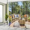 Ambesonne Patio Shower Curtain, Summer Town House Terrace Balcony View with Trees Image, Cloth Fabric Bathroom Decor Set with Hooks, 69" W x 84" L, Forest Green view 4