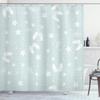 Ambesonne Aqua Shower Curtain, Beach Theme Design Shells Starfishes Flip Flops Glasses Summer Holiday Image, Cloth Fabric Bathroom Decor Set with Hooks, 69" W x 84" L, Seafoam and White view 1