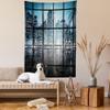 Ambesonne Modern Tapestry, Modern New York City Scenery at Night with Skyscrapers Buildings Print, Wall Hanging for Bedroom Living Room Dorm Decor, 60" X 80", Black Blue view 2