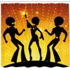 Ambesonne 70s Party Shower Curtain, Dancing People in Disco Night Club with Afro Hair Style Bokeh Backdrop, Cloth Fabric Bathroom Decor Set with Hooks, 69" W x 84" L, Orange Yellow Black view 2