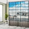 Ambesonne Modern Shower Curtain, China Shangai Airport with Big Jet Plane Traveller Photograph Art Print, Cloth Fabric Bathroom Decor Set with Hooks, 69" W x 70" L, Sky Blue and White view 4