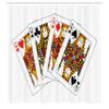 Ambesonne Queen Shower Curtain, Queens Poker Set Faces Hearts and Spades Gambling Theme Playing Cards, Cloth Fabric Bathroom Decor Set with Hooks, 69" W x 75" L, Black Red Yellow view 2
