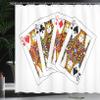 Ambesonne Queen Shower Curtain, Queens Poker Set Faces Hearts and Spades Gambling Theme Playing Cards, Cloth Fabric Bathroom Decor Set with Hooks, 69" W x 75" L, Black Red Yellow view 3