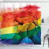 Ambesonne Pride Shower Curtain, Hands of Young Men Put Together on Abstract LGBT Parade Flag Love Wins Gay Partners, Cloth Fabric Bathroom Decor Set with Hooks, 69" W x 75" L, Multicolor White view 1
