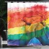 Ambesonne Pride Shower Curtain, Hands of Young Men Put Together on Abstract LGBT Parade Flag Love Wins Gay Partners, Cloth Fabric Bathroom Decor Set with Hooks, 69" W x 75" L, Multicolor White view 3