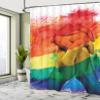Ambesonne Pride Shower Curtain, Hands of Young Men Put Together on Abstract LGBT Parade Flag Love Wins Gay Partners, Cloth Fabric Bathroom Decor Set with Hooks, 69" W x 75" L, Multicolor White view 4