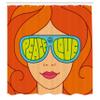 Ambesonne 70s Party Shower Curtain, Red Haired Girl with Sunglasses Retro Typography Hippie with Love and Peace Print, Cloth Fabric Bathroom Decor Set with Hooks, 69" W x 84" L, Marigold Sky Blue Ruby view 2