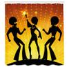 Ambesonne 70s Party Shower Curtain, Dancing People in Disco Night Club with Afro Hair Style Bokeh Backdrop, Cloth Fabric Bathroom Decor Set with Hooks, 69" W x 70" L, Orange Yellow Black view 2