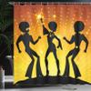 Ambesonne 70s Party Shower Curtain, Dancing People in Disco Night Club with Afro Hair Style Bokeh Backdrop, Cloth Fabric Bathroom Decor Set with Hooks, 69" W x 70" L, Orange Yellow Black view 3