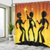 Ambesonne 70s Party Shower Curtain, Dancing People in Disco Night Club with Afro Hair Style Bokeh Backdrop, Cloth Fabric Bathroom Decor Set with Hooks, 69" W x 70" L, Orange Yellow Black view 4