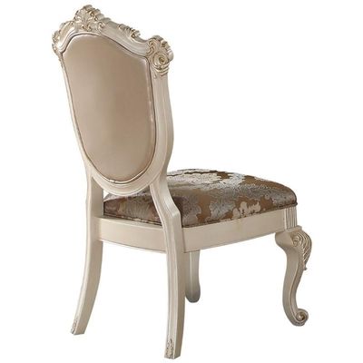 Acme Chantelle Dining Side Chair in Rose Gold and Pearl White Set of 2