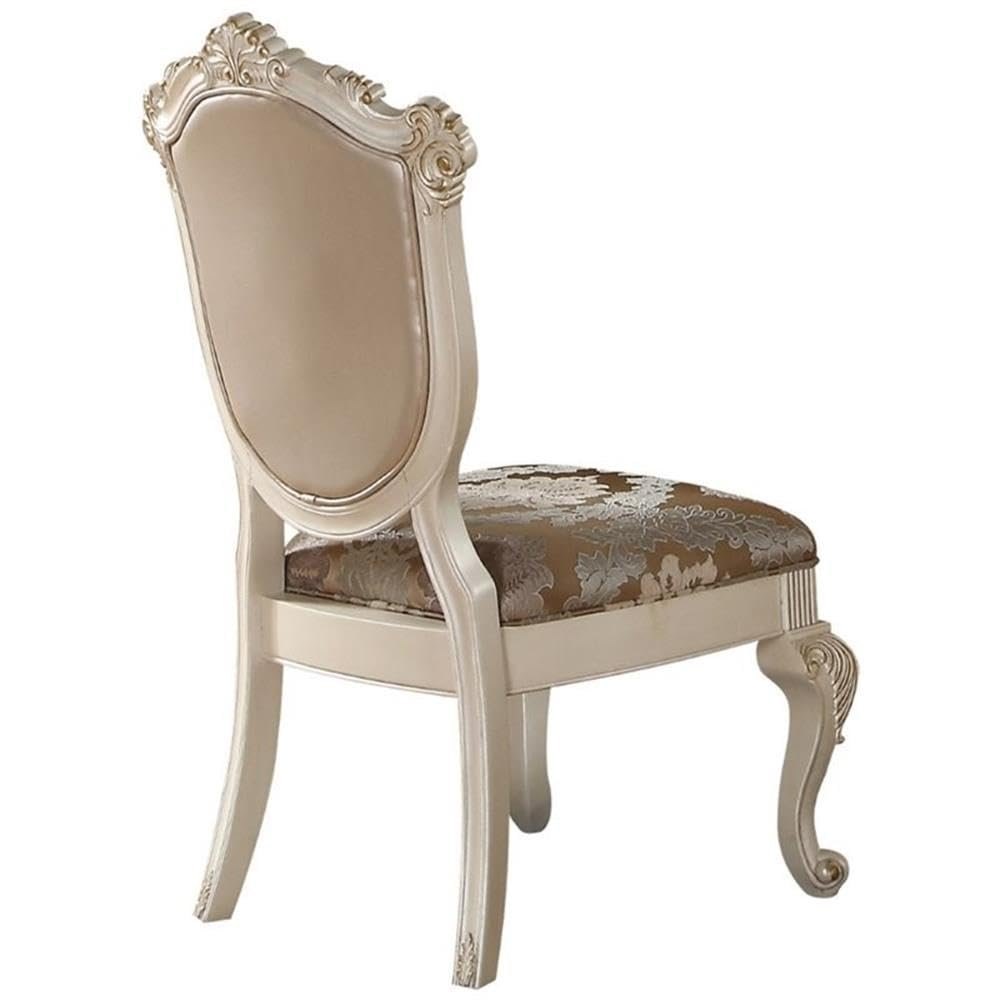 Acme Chantelle Dining Side Chair in Rose Gold and Pearl White Set of 2