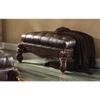 Acme Versailles Faux Leather Upholstered Ottoman in Dark Brown and Cherry Oak view 2