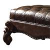 Acme Versailles Faux Leather Upholstered Ottoman in Dark Brown and Cherry Oak view 3