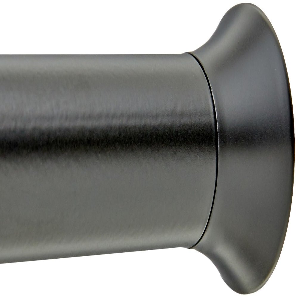 Amazon Basics No Drilling Spring Tension Curtain Rod, Adjustable 78-108" Width, Classic Finial, Black