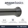 Amazon Basics No Drilling Spring Tension Curtain Rod, Adjustable 78-108" Width, Classic Finial, Black view 2