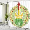 Ambesonne Rasta Shower Curtain, Reggae Music Makes Me Feel Words Jamaican Island Cultureic Guitar, Cloth Fabric Bathroom Decor Set with Hooks, 69" W x 70" L, Green Yellow and Red view 4