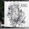 Ambesonne King Shower Curtain, Reign of The Jungle Forest of Courage Savannah Animal Lion Grunge Design Print, Cloth Fabric Bathroom Decor Set with Hooks, 69" W x 84" L, White and Black view 3