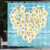 Ambesonne Yellow and Blue Shower Curtain, Heart Shaped Daisy Flowers Romantic Lovers Chamomile Blossoms Print, Cloth Fabric Bathroom Decor Set with Hooks, 69" W x 70" L, Sky Blue White view 3