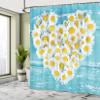 Ambesonne Yellow and Blue Shower Curtain, Heart Shaped Daisy Flowers Romantic Lovers Chamomile Blossoms Print, Cloth Fabric Bathroom Decor Set with Hooks, 69" W x 70" L, Sky Blue White view 4