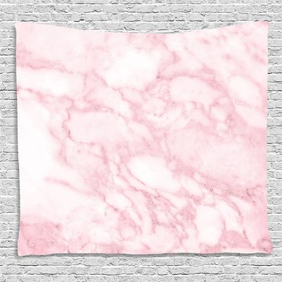Ambesonne Marble Print Tapestry, Soft Granite Texture Old Fashion Space Stone Abstract Macro Scratches Girls, Wide Wall Hanging for Bedroom Living Room Dorm, 80" X 60", Pale Pink