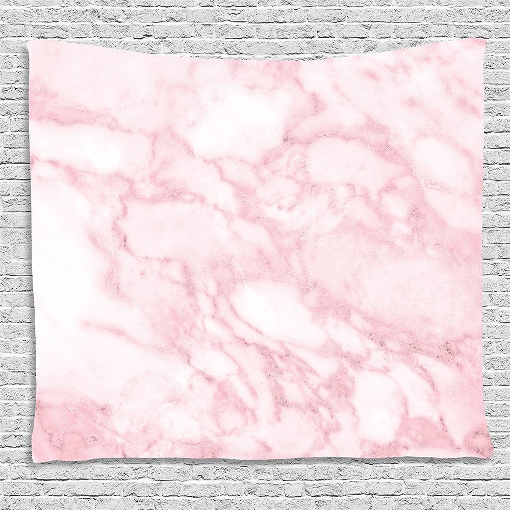 Ambesonne Marble Print Tapestry, Soft Granite Texture Old Fashion Space Stone Abstract Macro Scratches Girls, Wide Wall Hanging for Bedroom Living Room Dorm, 80" X 60", Pale Pink