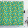 Ambesonne Yellow and Blue Shower Curtain, Tropical Bananas Pattern in Vivid Tones Exotic Style Palm Summer Graphic, Cloth Fabric Bathroom Decor Set with Hooks, 69" W x 75" L, Teal Yellow view 1